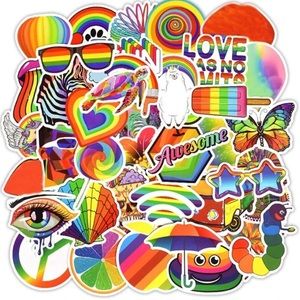 50pcs rainbow stripe pattern stickers